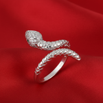 Load image into Gallery viewer, Serpent 925 Sterling Silver Ring. Adjustable ring size. Fits comfortably between Indian ring size 9 to 17