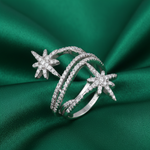 Load image into Gallery viewer, Ethena Star Dazzle 925 Sterling Silver Ring. Adjustable ring size. Fits comfortably between Indian ring size 9 to 17