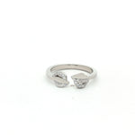 Load image into Gallery viewer, Elegant 925 Sterling Silver Open Ring with Leaf Design & Sparkling Stones