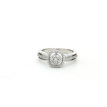 Load image into Gallery viewer, Sparkling 925 Sterling Silver Square Halo Ring with Accent Diamonds