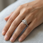 Load image into Gallery viewer, Sparkling 925 Sterling Silver Square Halo Ring with Accent Diamonds