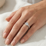 Load image into Gallery viewer, Sparkling 925 Sterling Silver Square Halo Ring with Accent Diamonds