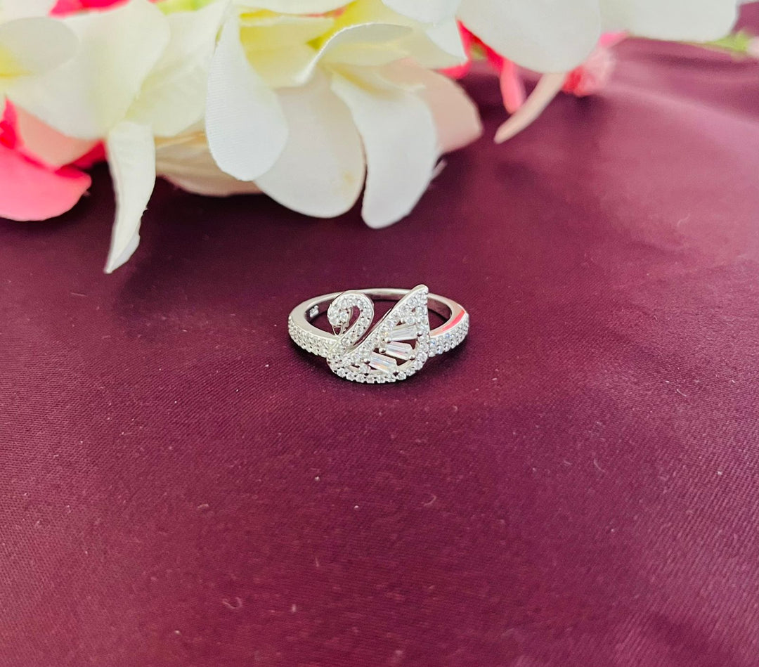 Swan 925 Sterling Silver Rhodium Plated Ring