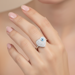 Load image into Gallery viewer, Evil Eye Heart Shaped 925 Silver Ring