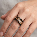 Load image into Gallery viewer, 925 Sterling Silver Timeless Black Beads Solitaire Ring
