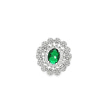Load image into Gallery viewer, 925 Sterling Silver Green Oval Zircon Floral Halo Ring For Women
