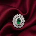 Load image into Gallery viewer, 925 Sterling Silver Green Oval Zircon Floral Halo Ring For Women