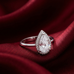 Load image into Gallery viewer, Sparkling 925 Sterling Silver Pear-Shaped Double Halo Ring
