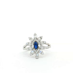 Load image into Gallery viewer, 925 Sterling Silver Marquise Diamond Blue Flower Ring for Women