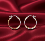 Load image into Gallery viewer, Pihu Double Hoops Two Tone 925 Sterling Silver Hoop Earrings