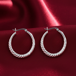 Load image into Gallery viewer, Twist Hoops 925 Sterling Silver Hoop Earrings