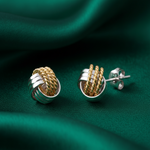 Load image into Gallery viewer, Knot Two Tone 925 Sterling Stud Earrings