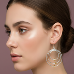 Load image into Gallery viewer, Trinity Circle Two Tone Link 925 Sterling Silver Earrings