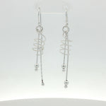 Load image into Gallery viewer, Ball Bead Wavy Rhodium Plated 925 Sterling Silver Hook Dangler Earrings for Women