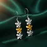 Load image into Gallery viewer, Hawaiian Plumeria Floral Rhodium and Gold Plated 925 Sterling Silver Hook Earrings for Women