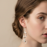 Load image into Gallery viewer, Ball Bead Wavy Rhodium Plated 925 Sterling Silver Hook Dangler Earrings for Women