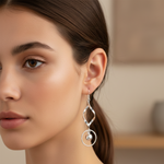 Load image into Gallery viewer, Ball Bead Wavy Rhodium Plated 925 Sterling Silver Hook Dangler Earrings for Women