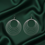 Load image into Gallery viewer, Graduating Circle Rhodium Plated 925 Sterling Silver Dangling Hook Earrings for Women