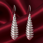 Load image into Gallery viewer, Spiral Hollow Rhodium Plated 925 Sterling Silver Dangling Hook Earrings for Women