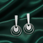 Load image into Gallery viewer, Circle Rhodium Plated 925 Sterling Silver Dangling Hook Earrings for Women