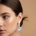 Load image into Gallery viewer, Circle Rhodium Plated 925 Sterling Silver Dangling Hook Earrings for Women
