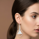 Load image into Gallery viewer, Handmade and Textured Triangle Rhodium Plated 925 Sterling Silver Dangling Hook Earrings for Women