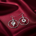 Load image into Gallery viewer, Handmade and Textured Circle Rhodium Plated 925 Sterling Silver Dangling Hook Earrings for Women