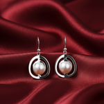 Load image into Gallery viewer, Handmade with Pearl Circle Rhodium Plated 925 Sterling Silver Dangling Hook Earrings for Women
