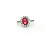 Load image into Gallery viewer, Elegant 925 Sterling Silver Emerald-Cut Red Stone Halo Ring