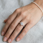 Load image into Gallery viewer, Classic 925 Sterling Silver Engagement Ring with Sparkling Halo Design