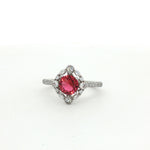 Load image into Gallery viewer, Dazzling 925 Sterling Silver Ruby-Tone Halo Ring with Sparkling Accents