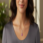 Load image into Gallery viewer, 925 Sterling Silver Ruby Stone Pendant Necklace with Adjustable Length