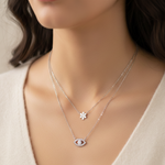 Load image into Gallery viewer, 925 Sterling Silver Double Layered Pendant Necklace with Adjustable Length