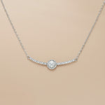 Load image into Gallery viewer, 925 Sterling Silver Halo Pendant Chain Necklace with Adjustable Length