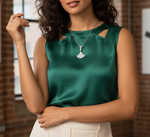 Load image into Gallery viewer, 925 Sterling Silver Classic Fan Pendant Necklace with Adjustable Length For Women