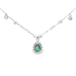 Load image into Gallery viewer, 925 Sterling Silver Classic Emerald Green Stone Pendant Necklace with Adjustable Length