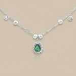 Load image into Gallery viewer, 925 Sterling Silver Classic Emerald Green Stone Pendant Necklace with Adjustable Length