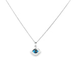 Load image into Gallery viewer, 925 Sterling Silver Evil Eye Shape Pendant Necklace with Adjustable Length