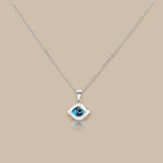 Load image into Gallery viewer, 925 Sterling Silver Evil Eye Shape Pendant Necklace with Adjustable Length