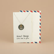 Great Things Take Time to Grow 925 Sterling Silver Pendant With Adjustable Chain with Message Postcard