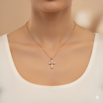 Load image into Gallery viewer, 925 Sterling Silver Diamond Criss Cross Pendant Necklace with Adjustable Length
