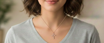Load image into Gallery viewer, 925 Sterling Silver Diamond Criss Cross Pendant Necklace with Adjustable Length