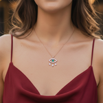 Load image into Gallery viewer, 925 Sterling Silver Eye Shape Pendant Necklace with Adjustable Length