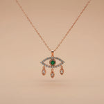 Load image into Gallery viewer, 925 Sterling Silver Eye Shape Pendant Necklace with Adjustable Length