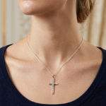 Load image into Gallery viewer, 925 Sterling Silver Diamond Criss Cross Pendant Necklace with Adjustable Length