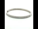 Load and play video in Gallery viewer, 925 Sterling Silver Double Row Pave Crystal Bangle Bracelet