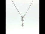 Load and play video in Gallery viewer, 925 Sterling Silver Stud Diamond Pear Shape Pendant Necklace with Adjustable Length
