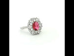 Load and play video in Gallery viewer, Stunning 925 Sterling Silver Red Gemstone Halo Ring with Side Accents