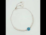 Load and play video in Gallery viewer, Desire Evil Eye 925 Sterling Silver Bracelet with Adjustable length Free Size