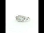 Load and play video in Gallery viewer, Sparkling 925 Sterling Silver Square Halo Ring with Accent Diamonds